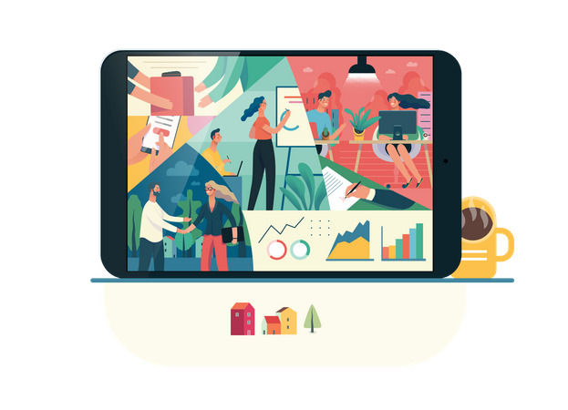 Information about company on website  Illustration