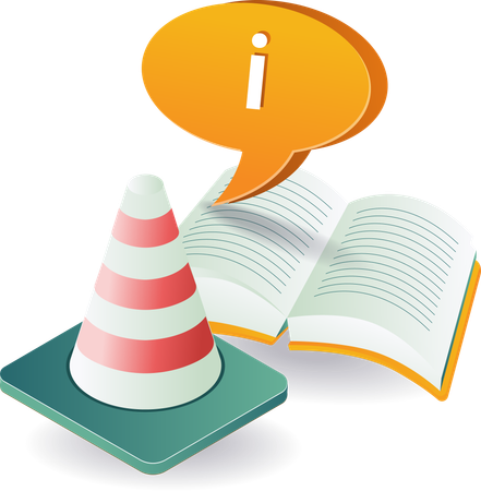 Information book with traffic cones  Illustration