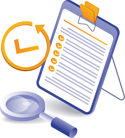 Information checklist and magnifying glass  Illustration