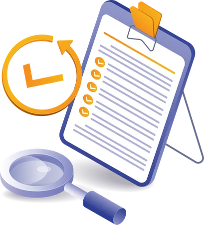 Information checklist and magnifying glass  Illustration