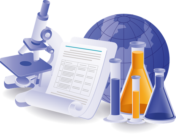 Information records on results of experimental exercises in world laboratories  Illustration