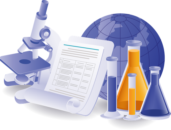 Information records on results of experimental exercises in world laboratories  Illustration