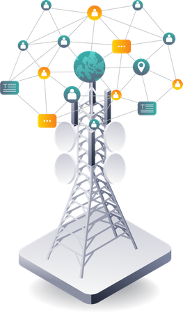 Information Technology Communication Tower Network  Illustration