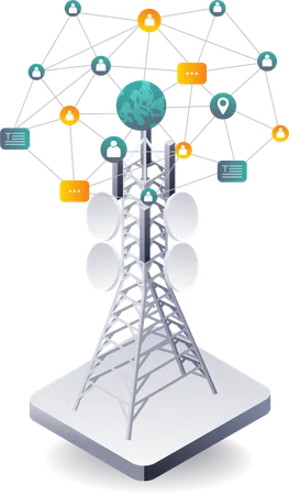 Information Technology Communication Tower Network  Illustration