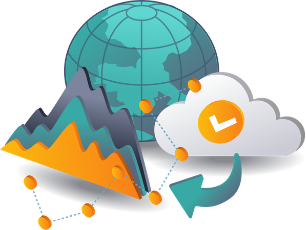 Aperçus analytiques de la technologie d'hébergement de serveurs Internet Cloud  Illustration