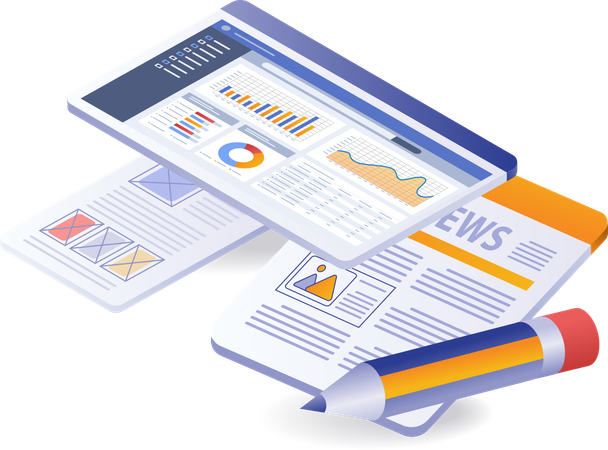 Informationsanalyse entwickelt Geschäft  Illustration