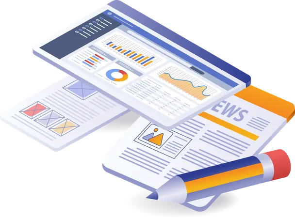 Informationsanalyse entwickelt Geschäft  Illustration