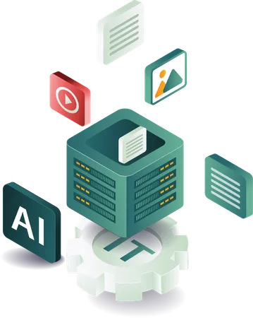 Informationstechnologie-KI-Datenserver  Illustration