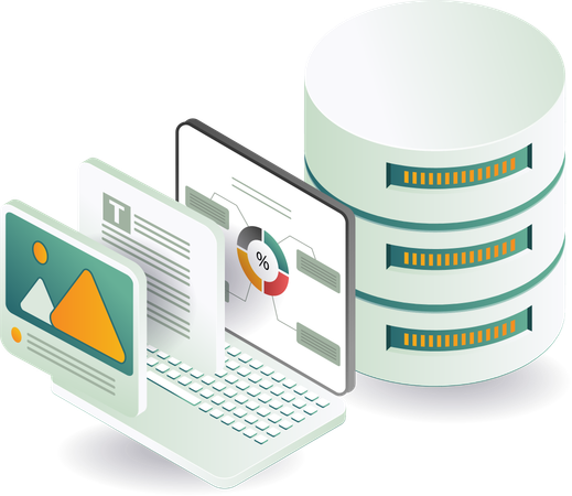 Informationstechnologie-Server mit Computerdatenbank  Illustration