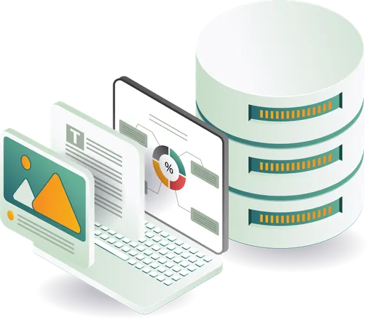 Informationstechnologie-Server mit Computerdatenbank  Illustration