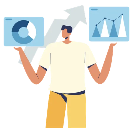 Empleado que proporciona un informe de comparación empresarial  Ilustración