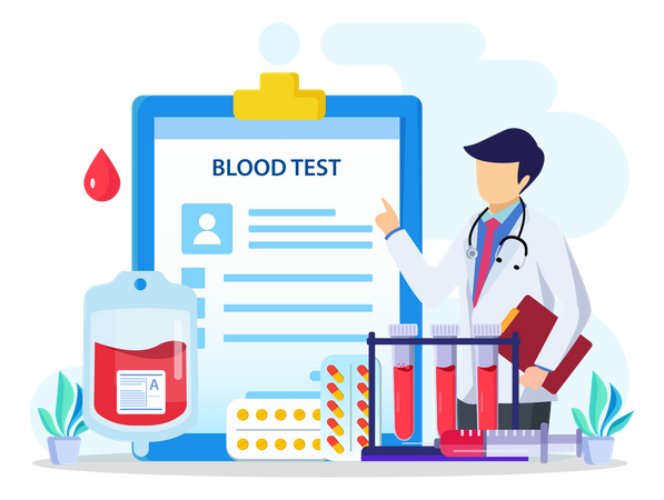 Informe de análisis de sangre médico  Ilustración