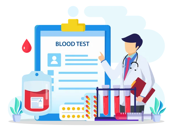 Informe de análisis de sangre médico  Ilustración