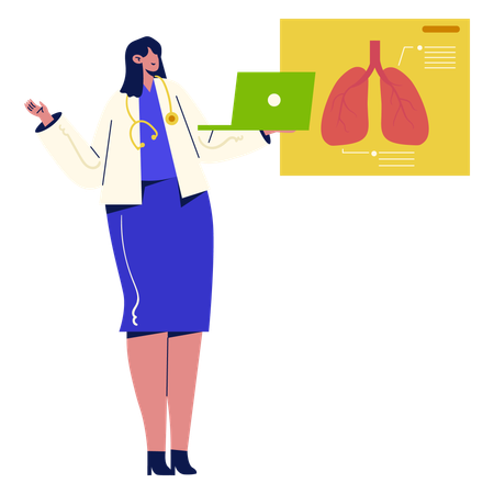 Médico revisando el informe de los pulmones  Ilustración