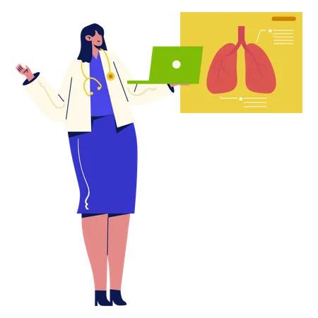 Médico revisando el informe de los pulmones  Ilustración