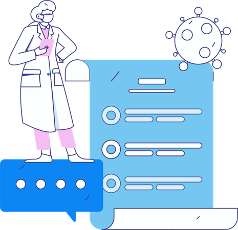 Informe del paciente analizado por el médico  Ilustración