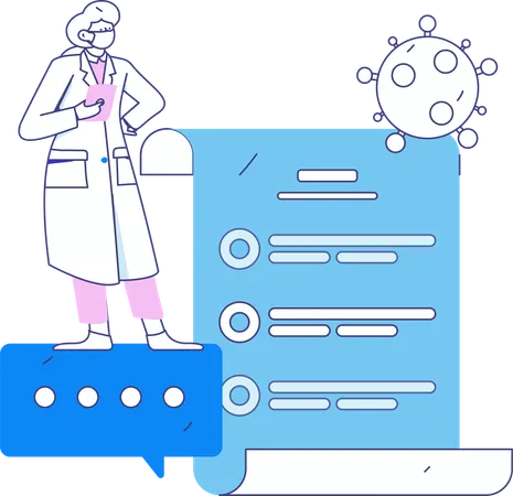 Informe del paciente analizado por el médico  Ilustración