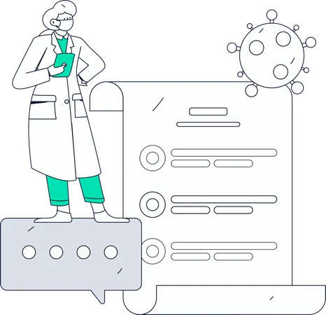 Informe del paciente analizado por el médico  Ilustración