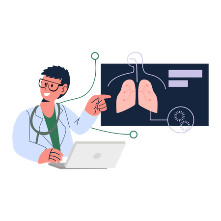 Informe de pulmones de diagnóstico de médicos  Ilustración