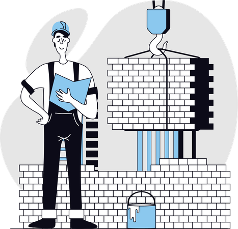 Ingeniero de construcción diseñando una casa  Illustration