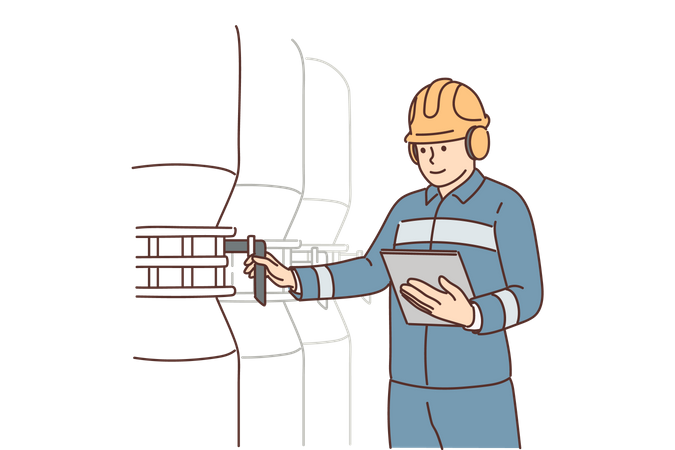 Ingeniero que trabaja en la destilería  Ilustración