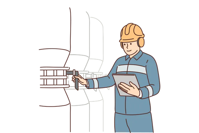 Ingeniero que trabaja en la destilería  Ilustración