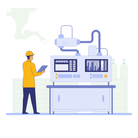 Ingénieur analysant un graphique numérique  Illustration