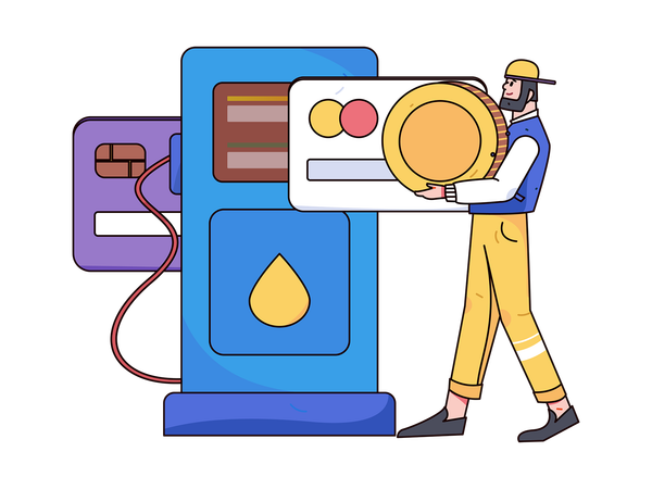 Ingenieur arbeitet an einer Tankstelle  Illustration