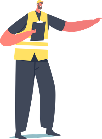 Ingénieur donnant le commandement tout en tenant le bloc-notes  Illustration