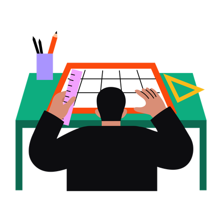 Ingénieur faisant un plan  Illustration