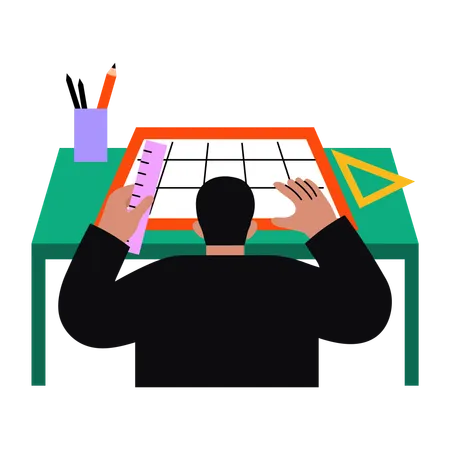 Ingénieur faisant un plan  Illustration