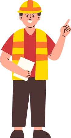 Ingénieur masculin pointant quelque chose  Illustration