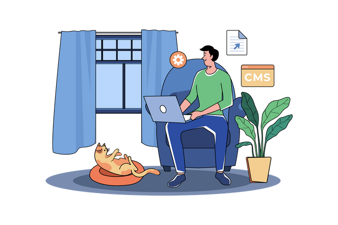 Ingenieur, IT-Spezialist, Programmierer, Mann, Arbeit, Heim  Illustration