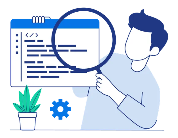 L'ingénieur logiciel a inspecté le code source pour détecter d'éventuelles erreurs  Illustration