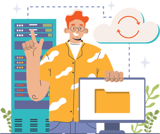 Ingénieur serveur de gestion de données cloud  Illustration