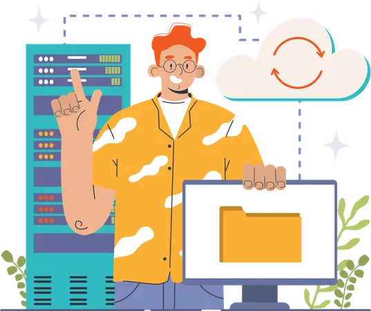 Ingénieur serveur de gestion de données cloud  Illustration