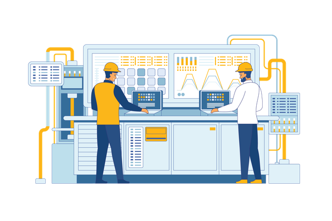 Ingénieur travaillant dans une usine industrielle  Illustration