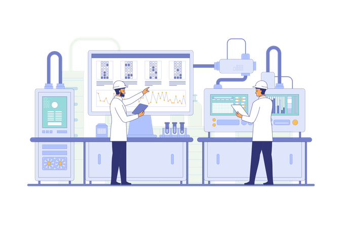 Ingénieur travaillant dans une usine industrielle  Illustration