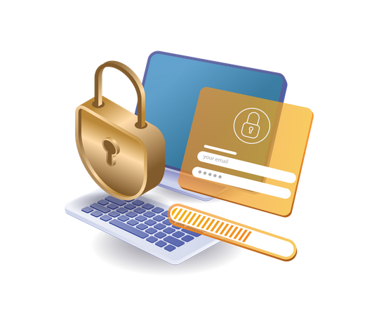 Ingrese la contraseña de correo electrónico para la seguridad de la cuenta  Ilustración