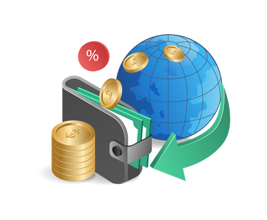 Ingresos dinero e ingresos negocios de inversión mundial  Ilustración