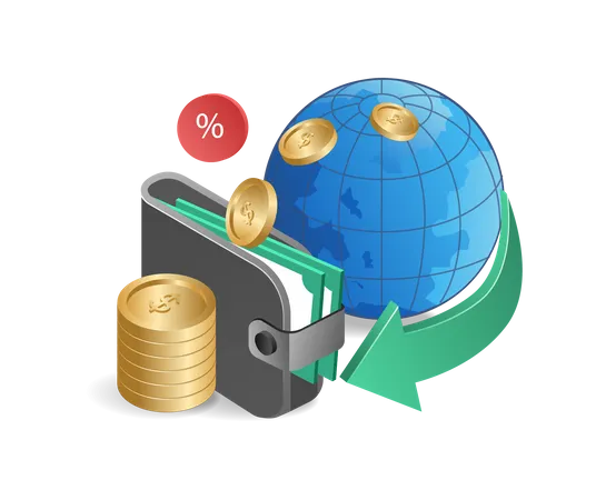 Ingresos dinero e ingresos negocios de inversión mundial  Ilustración