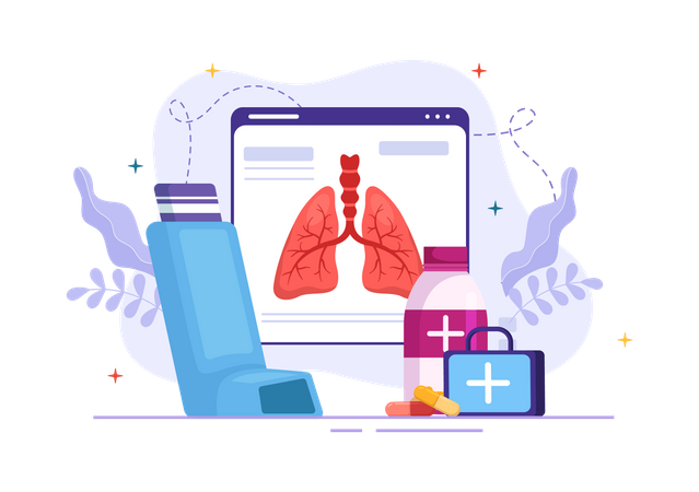 Inhalers for Breathing in Healthcare  Illustration