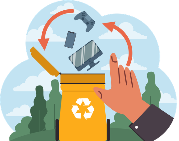 Iniciativa de reciclagem de lixo eletrônico  Ilustração