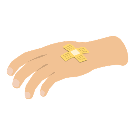 Injured hand with bandage  Illustration
