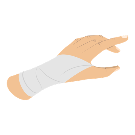 Injured hand with bandage  Illustration
