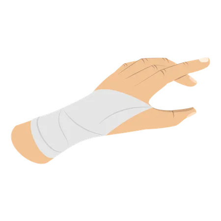 Injured hand with bandage  イラスト