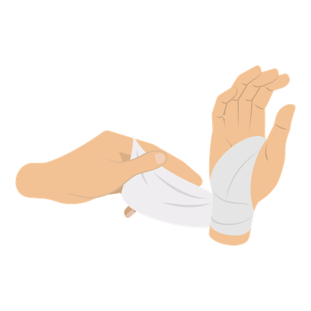 Injured hand with bandage  Illustration