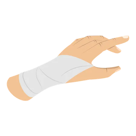 Injured hand with bandage  Illustration