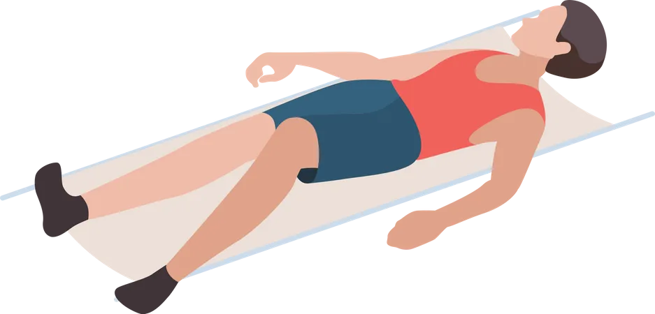Injured man lying on stretcher Illustration
