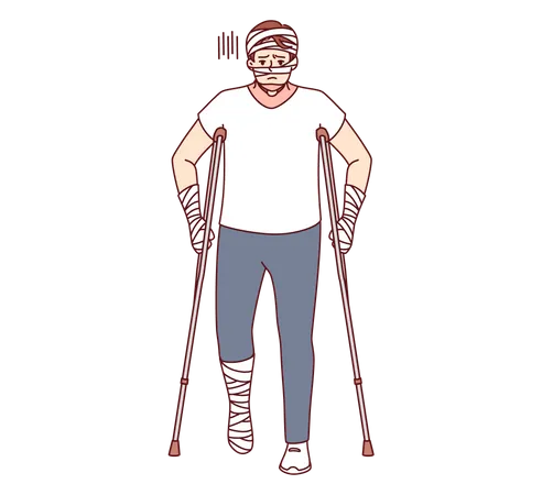 Injured patient with bandages  Illustration